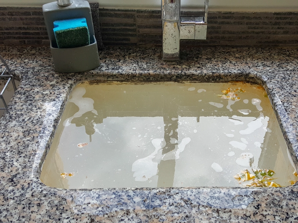 A picture of a blocked sink